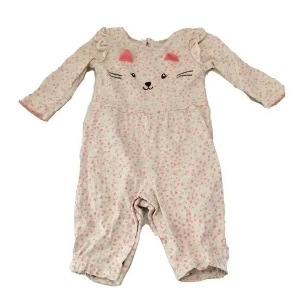 Carter Just One You kids One Piece Bodysuit Size 3 Months Kitty Pink Gray Girls